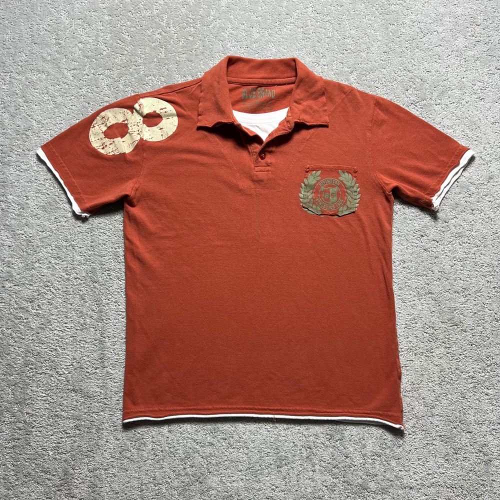 Blue‎ Brand Polo Shirt Womens Large Orange Layered Rivington Athletics Y2k